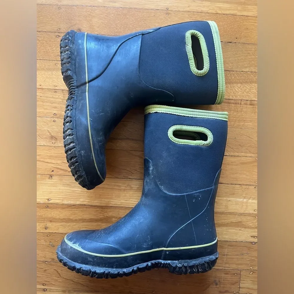 Bogs Kids Grasp Solid waterproof insulated rain snow boots navy blue -30 4 37